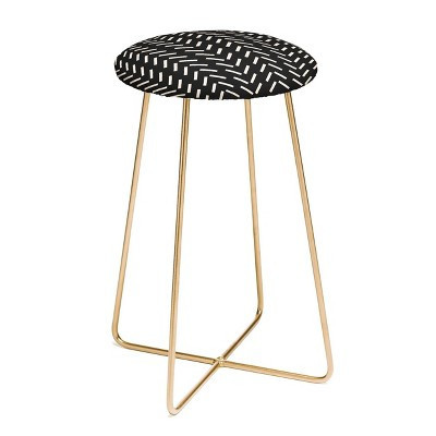 Nick Quintero Herringbone Counter Height Barstool Gold - Deny Designs: Upholstered, Faux Leather, Steel Frame | Target