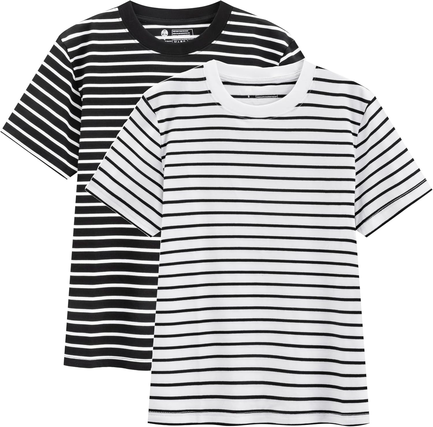 Women's Striped Shirt Basic Short Sleeved Round Neck Striped T-Shirt, Casual Summer Clothing，2 Pack | Amazon (US)