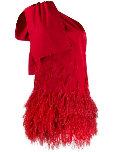 bow detail feathered dress | Farfetch (US)