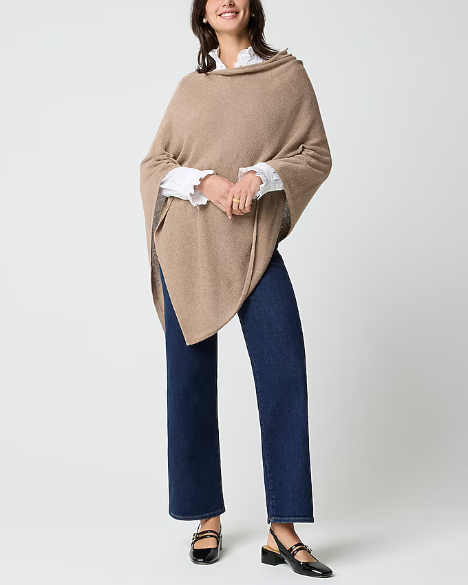 Cotton-blend triangle sweater poncho | J.Crew Factory