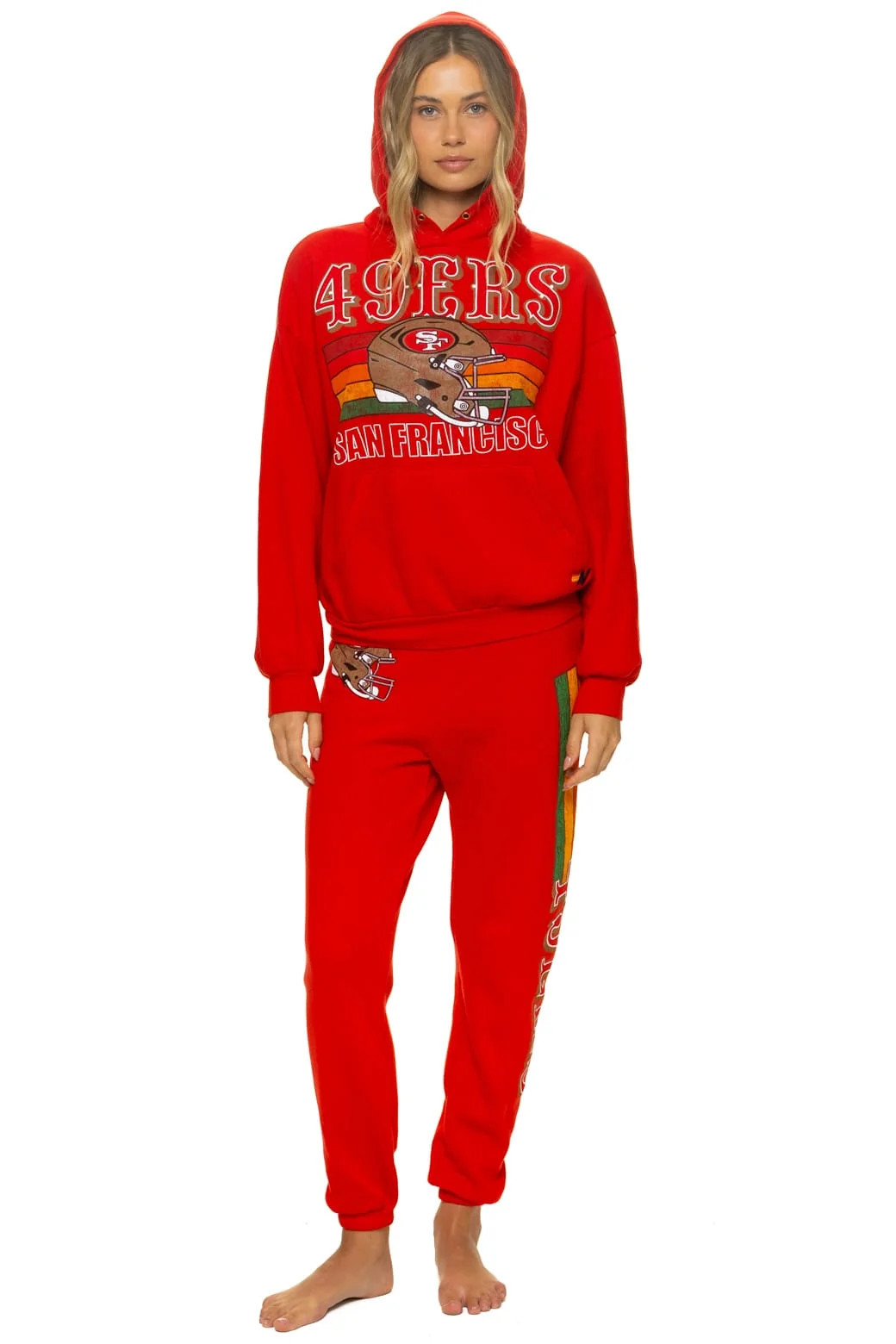 SAN FRANCISCO 49ERS HELMET SWEATPANTS - RED | Aviator Nation