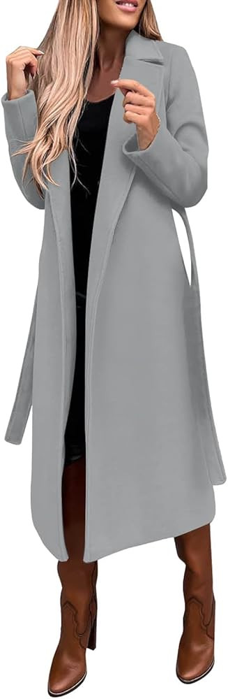 Long Winter Coats for Women Double Breasted Blazer Camel Pea Trench Coats Lapel Workout Jacket Wo... | Amazon (US)