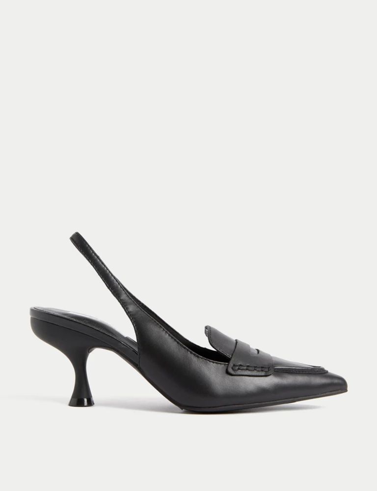 Leather Kitten Heel Pointed Slingback Shoes | Marks & Spencer (UK)