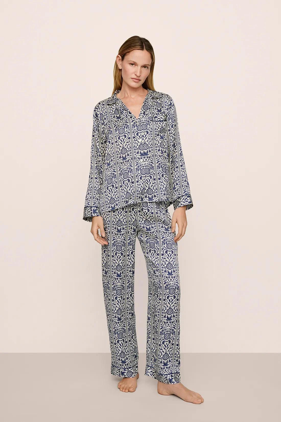 Eberjey x Casa Del Sol - Inez Washable Silk Printed Long PJ Set | Eberjey