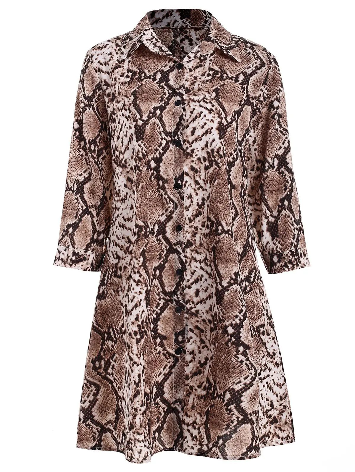 Snake Print Flare Shirt Dress | Dresslily US