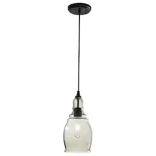 Gardiner 1-Light Black Mini Pendant with Smoke Tint Glass Shade | The Home Depot