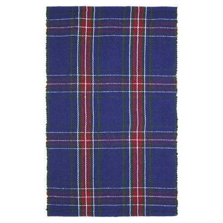 My Texas House Navy Tartan Plaid Indoor/Outdoor Layering Rug, 24" x 38" | Walmart (US)