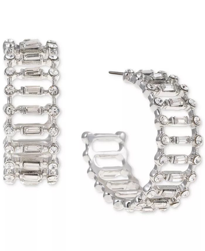 I.N.C. International Concepts Silver-Tone Medium Mixed Crystal C-Hoop Earrings, 1.42 | Macy's