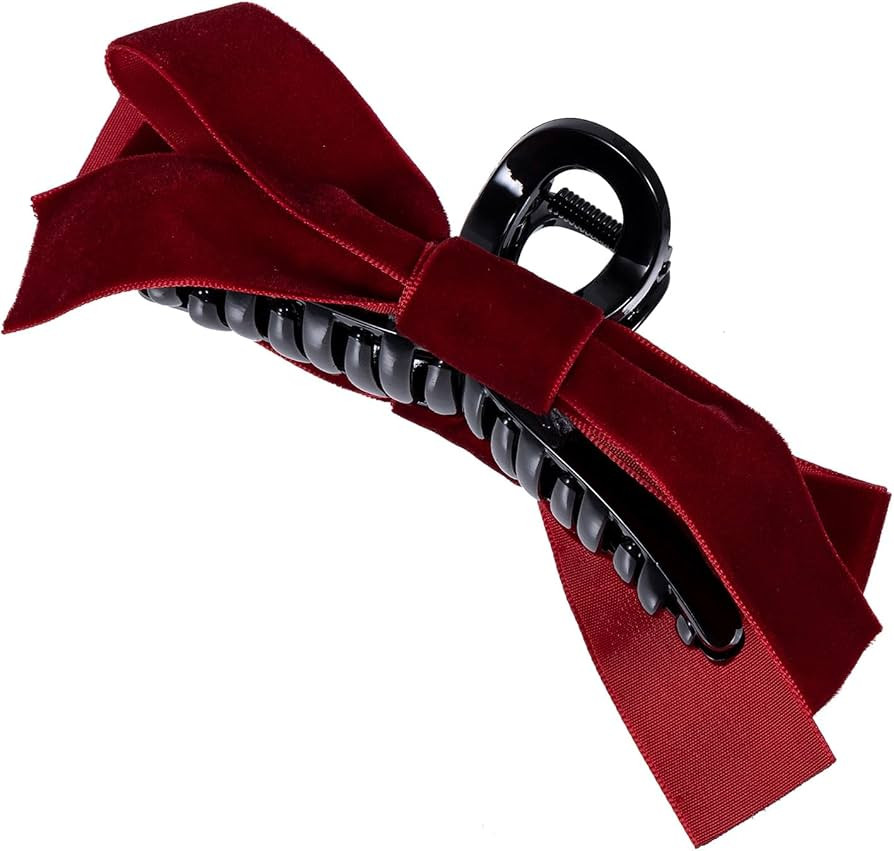 Red Velvet Bow Hair Claw Clip 5.9" Big Bowknot Decor Strong Hold Jaw Barrettes Clamp Non Slip for... | Amazon (US)