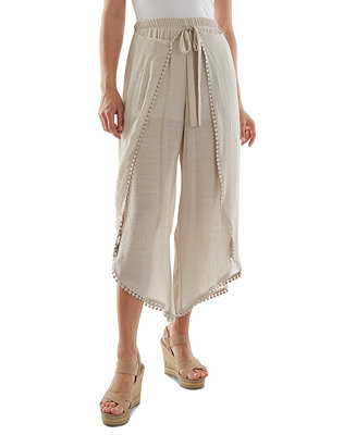 Juniors' Tie-Front Gauze Cropped Pants | Macy's