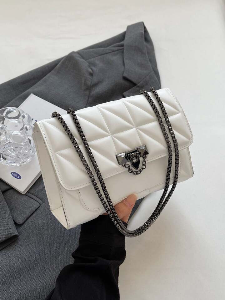 Fashion Crocodile Patterned Metal Chain Shoulder Bag | SHEIN