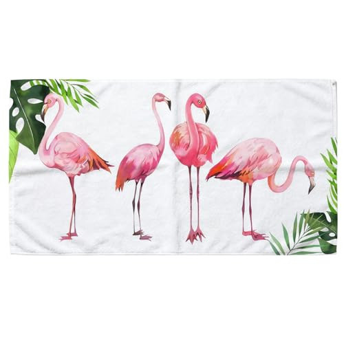 MHJFERGV Tropical Pink Flamingo Beach Towel 30x60 Inch, Pink Flamingo Gifts Oversized Bath Towel Blanket for Women Girls Bathroom Travel Swimming Pool Spa Yoga Camping | Amazon (US)