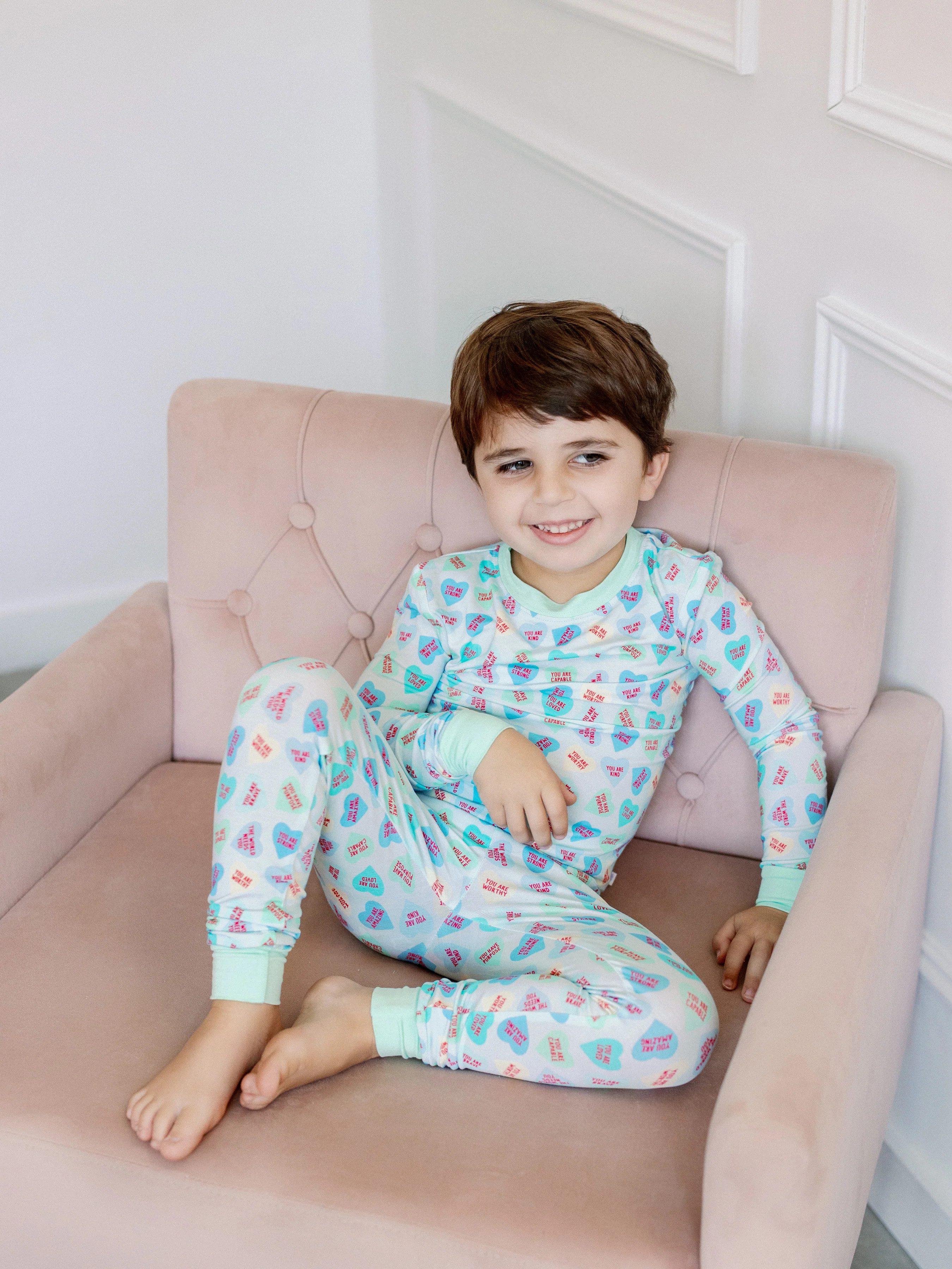 Blue Convo Hearts PJ Set | Poppy Kids Co