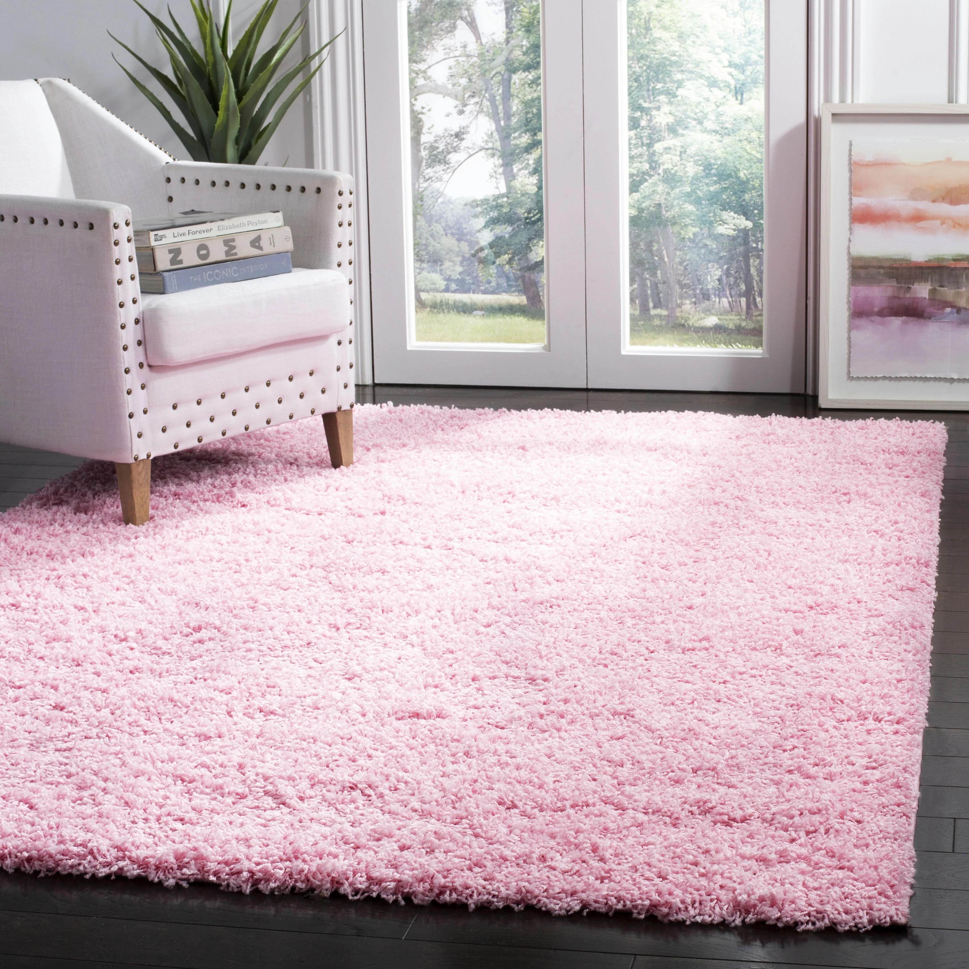 SAFAVIEH Lavena Solid Plush Shag Area Rug, Pink, 8' x 10' | Walmart (US)