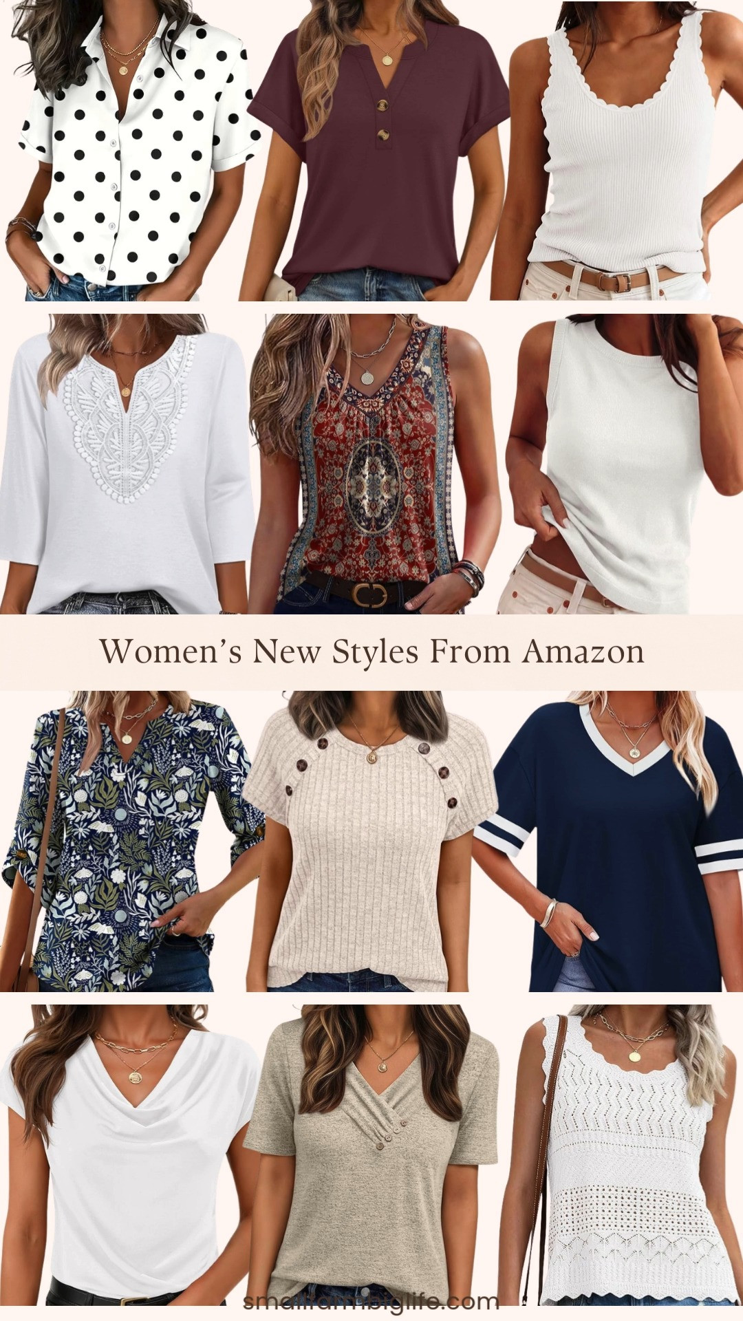 Fresh Amazon finds that are easy, wearable, and perfect for warmer days 🤍✨

From white cap sleeve tees and crochet tanks to relaxed tunic tops, classic henleys, and polished polka dot button downs. These new styles are effortless to pair with denim, shorts, or wide leg pants. Comfortable, flattering, and versatile enough for everyday or dressy casual looks 🌿👖 

 #LTKgrwm #LTKootd #LTKOver40
