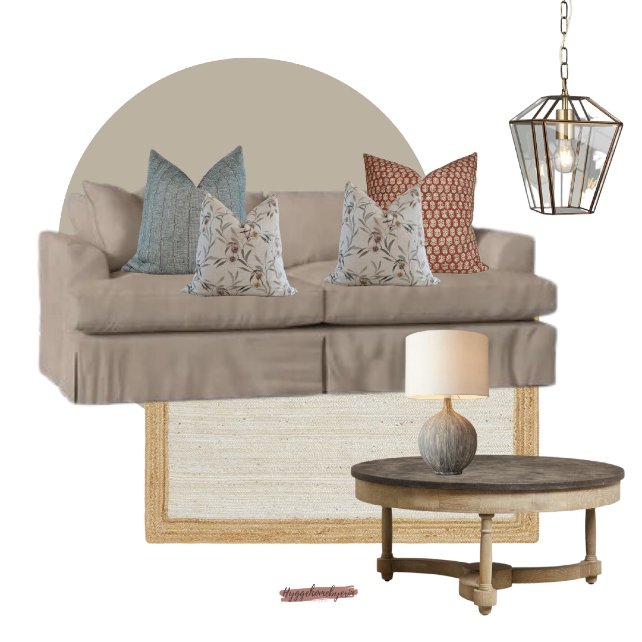 Cosy living room mood board mock up scheme