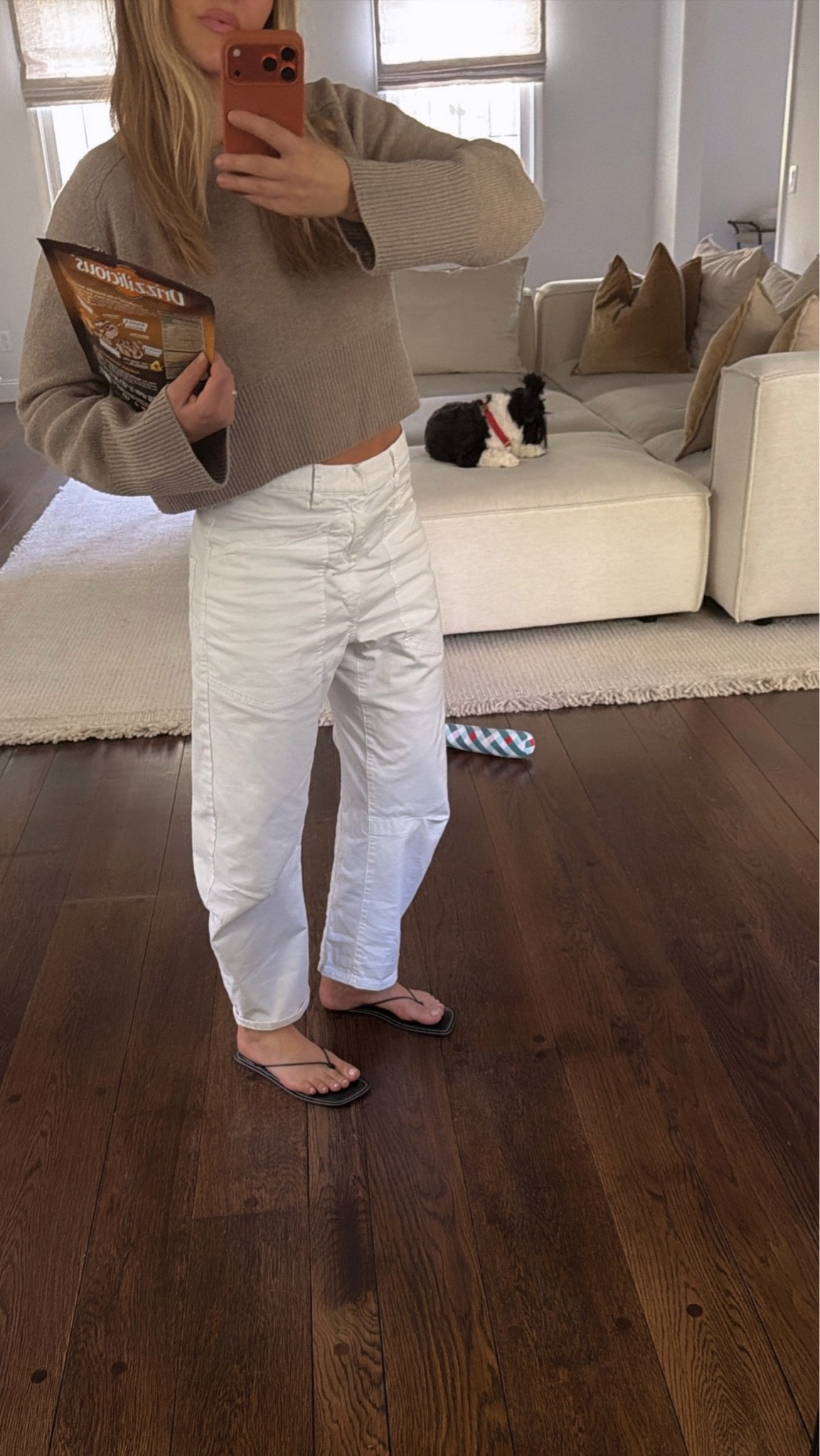 I live in these pants they're a splurge but cost per wear totally worth it imo 

Sandals tts 
Sweater old by the brand KULE