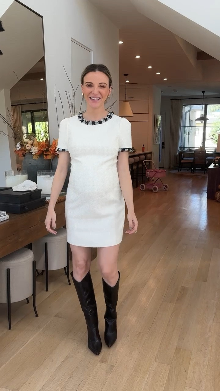 White dress — Milly
Knee high boots — Schutz 

#LTKShoeCrush #LTKWorkwear #LTKSeasonal