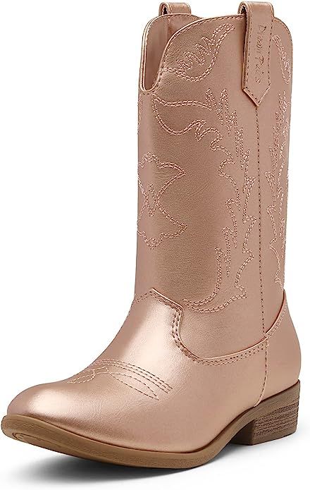DREAM PAIRS Cowgirl Cowboy Western Boots Boys Girls Mid Calf Riding Shoes Little Kid/Big Kid | Amazon (US)