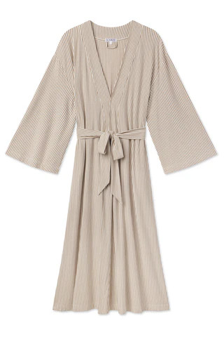 DreamModal Kimono Robe in Sandstone Pencil Stripe | Lake Pajamas