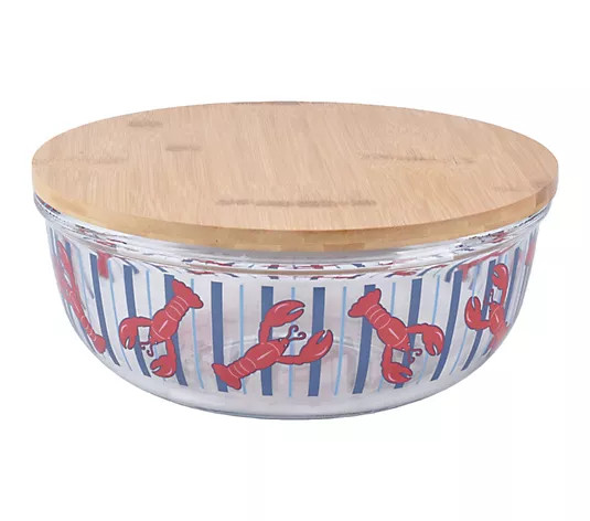 Make Your Selection: Temp-tations Seasonal 6-qt Shallow Glass Bowl w/ Bamboo Lid | QVC