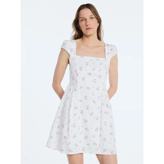 Scoop Women's Square Neck Mini Dress, Sizes XS-XXL | Walmart (US)