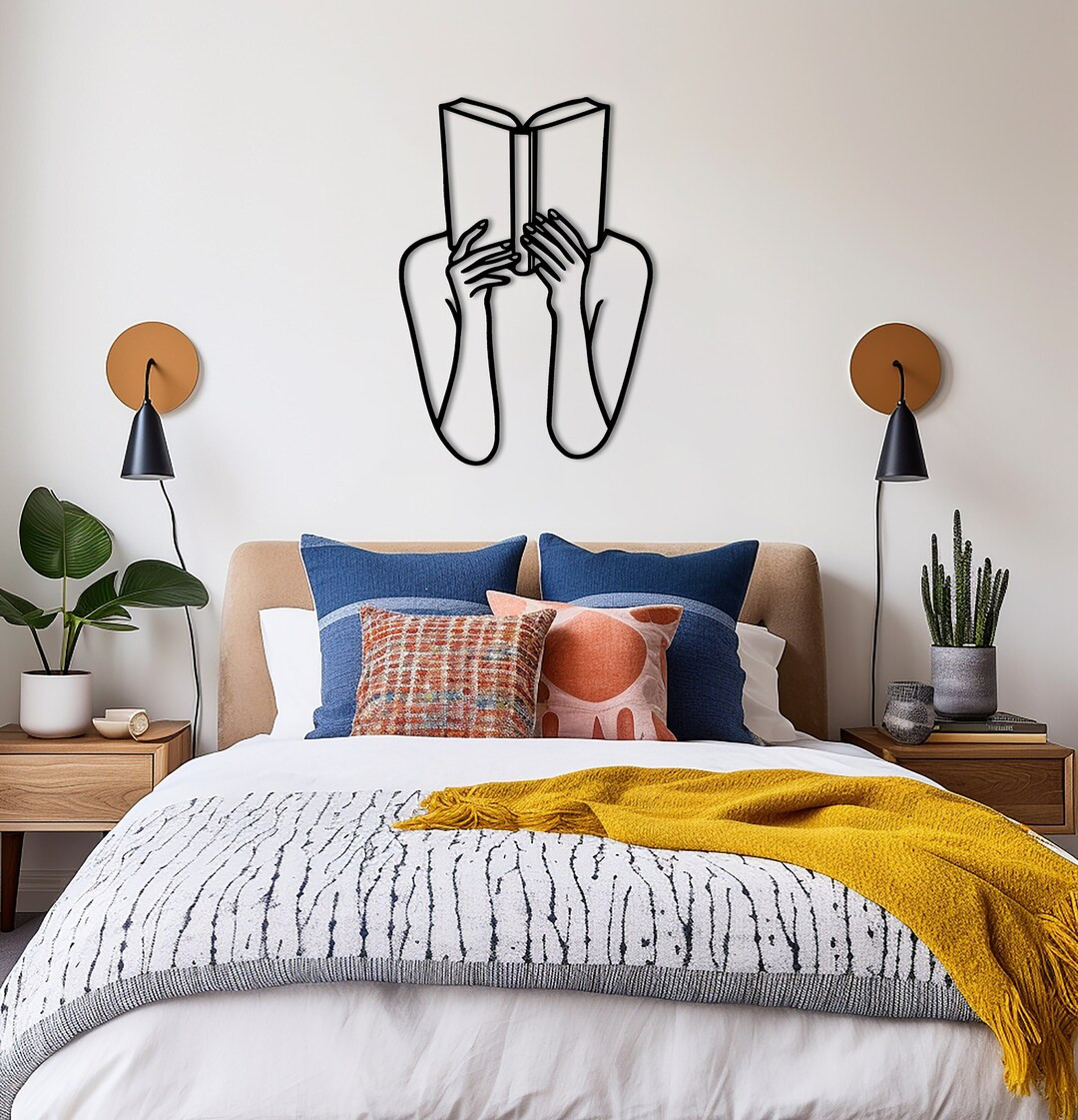 Library Minimalist Line Art Book Wood Wall Decor Home Wall - Etsy | Etsy (US)