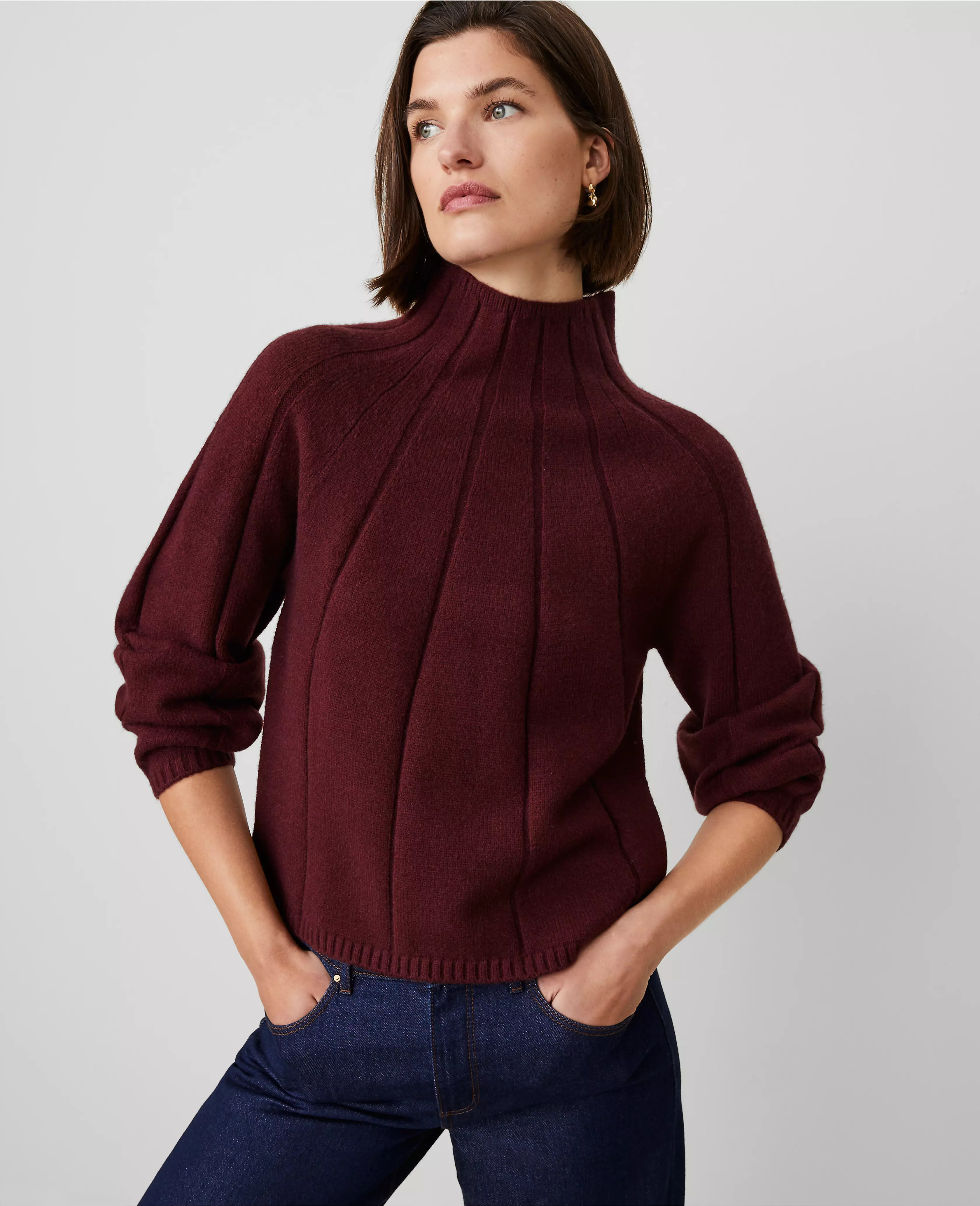 Petite Traveling Stitch Turtleneck Sweater | Ann Taylor (US)