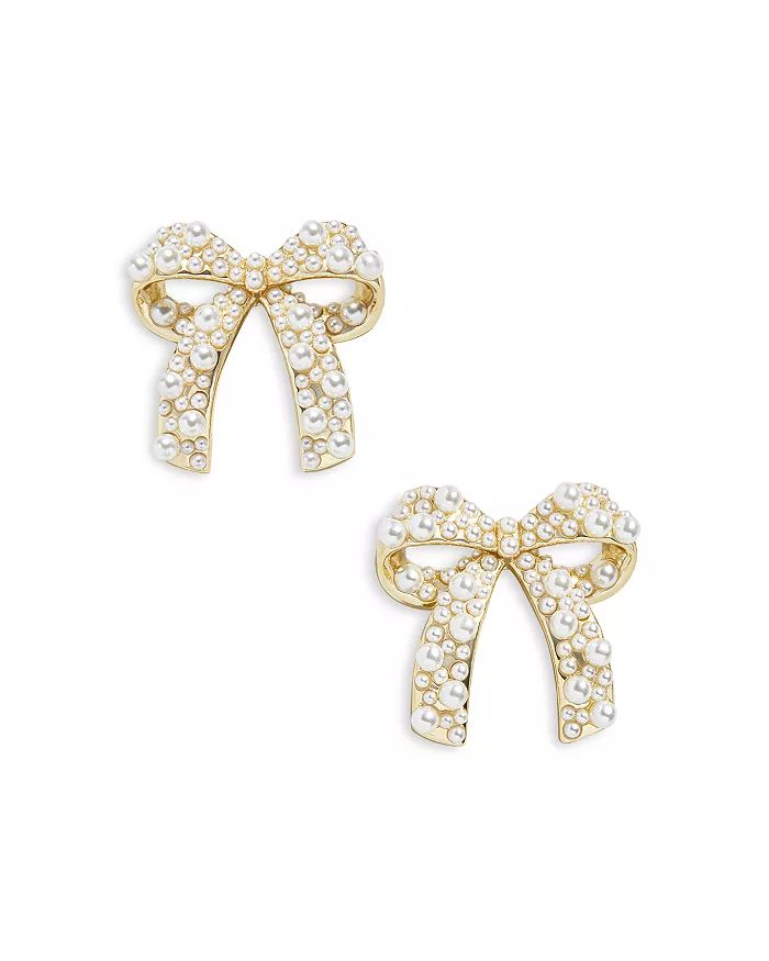 BAUBLEBAR Clio Imitation Pearl Bow Stud Earrings in Gold Tone Jewelry & Accessories - Bloomingdal... | Bloomingdale's (US)