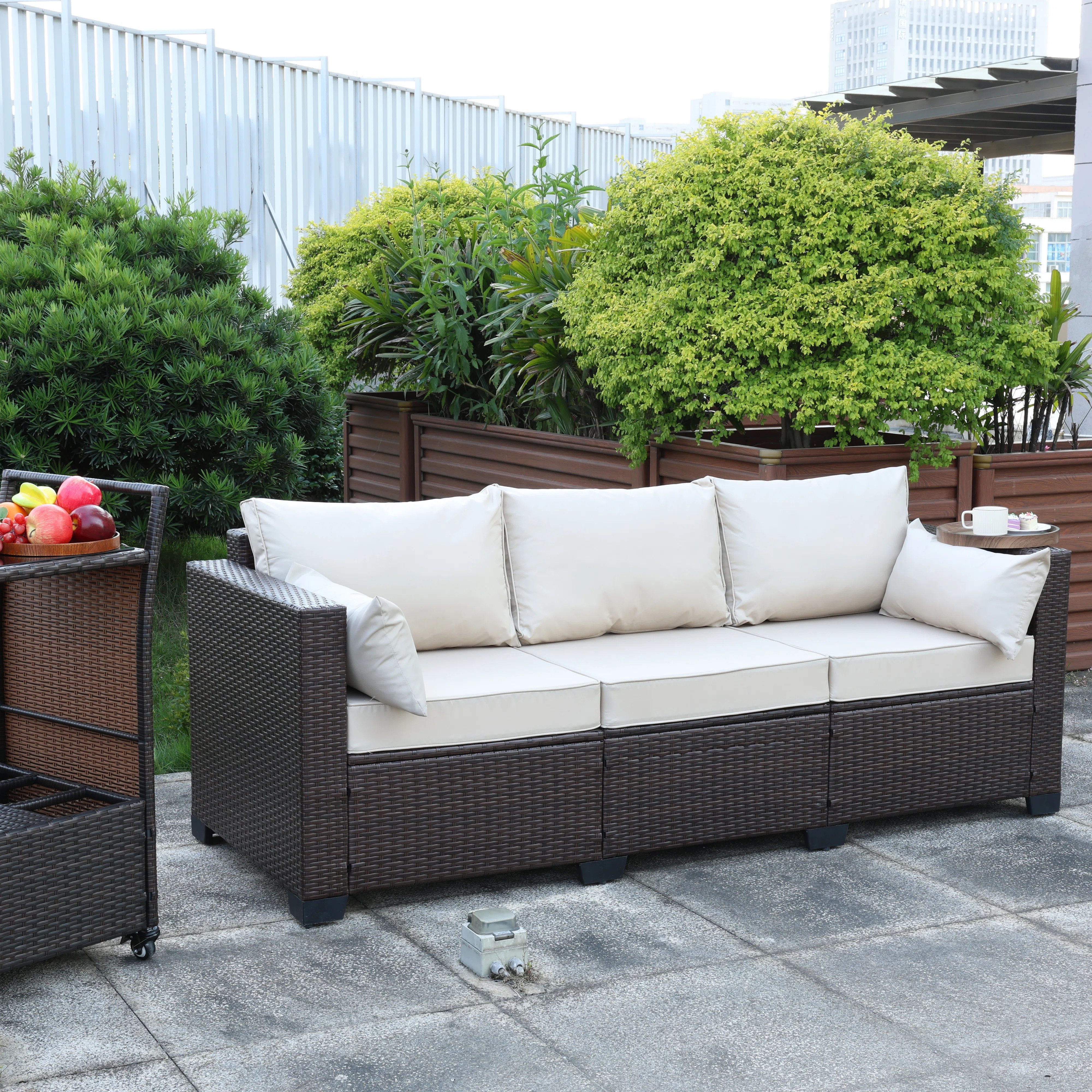 Latitude Run® Ailina 79'' Wide Outdoor Wicker Patio Sofa with Anti-slip Cushions and Waterproof ... | Wayfair North America