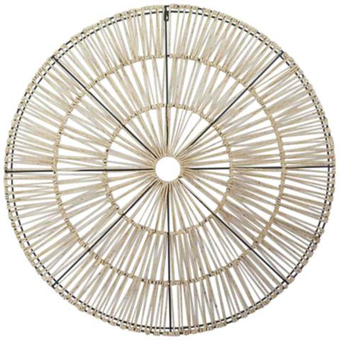 Circulation 39" Round Metal and Natural Wall Sculpture | LampsPlus.com