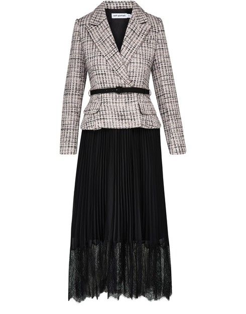 SELF PORTRAITPink Boucle Tailored Midi Dress | 24S (APAC/EU)