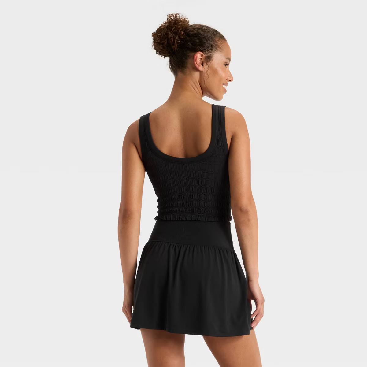 Women's Smocked Support Cropped Tank Top - JoyLab™ Black XL | Target