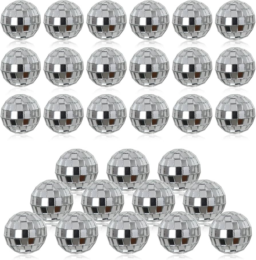 30Pcs Small Mirror Disco Ball 3cm 1.18in Diameter, Christmas Ball Ornaments, Cake Party Stage Dec... | Amazon (US)