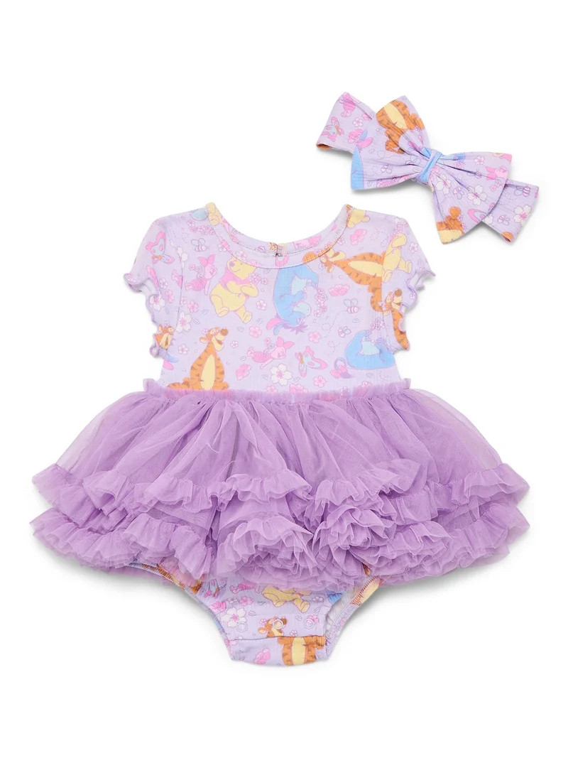 Winnie the Pooh Baby Girls Tutu Bodysuit with Matching Headband, 2-Piece, Sizes Newborn-24M | Walmart (US)