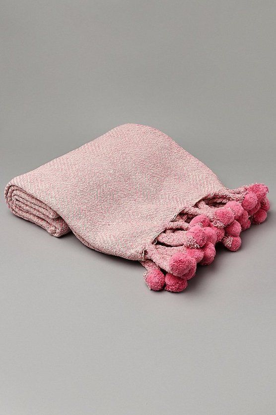 Nevada Pink Herringbone Blanket Throw | Boohoo.com (US & CA)