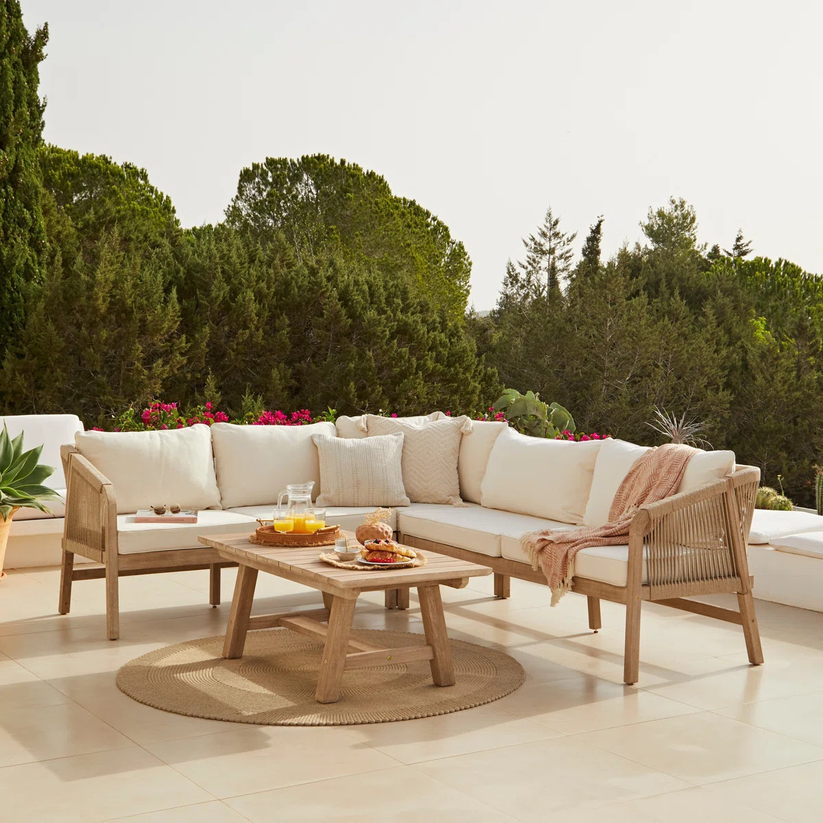 Wooden Garden Corner Sofa Set | Wayfair UK