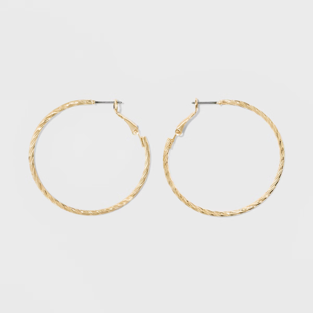 Textured Hoop Earrings - A New Day™ Gold: Leverback, Nickel-Free Metal, 1.75" Diameter | Target