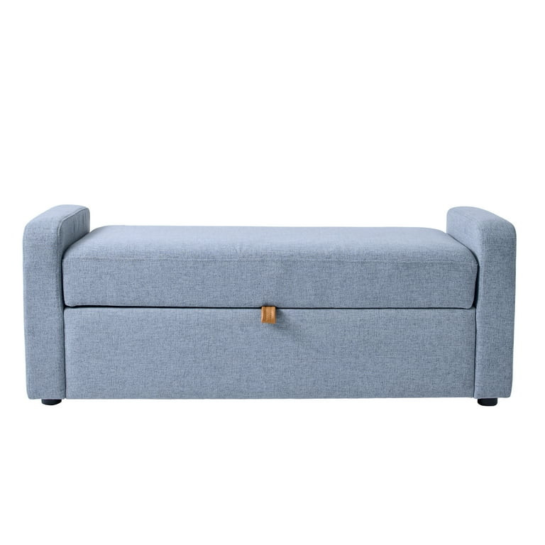 Better Homes & Gardens Springwood 55.12" Storage Bench, Blue Silver Linen | Walmart (US)