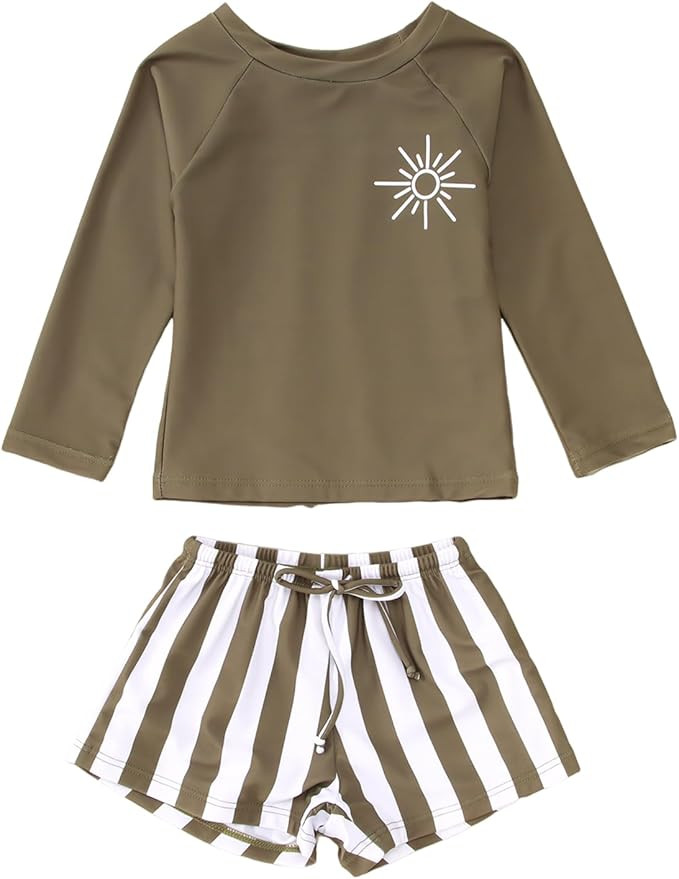 MODNTOGA Baby Boy Girl Swimwear 2Pcs Long Sleeve Swim Bathing Suit Set Toddler Kids Funny Sun Gra... | Amazon (US)
