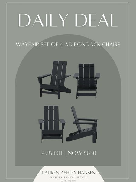 If you’re looking for Adirondack chairs for your patio or outdoor living space, these beautiful sleek black ones are 25% off and come in a set of 4 for $630! They come in other colors too! 

#LTKHome #LTKSaleAlert #LTKSeasonal