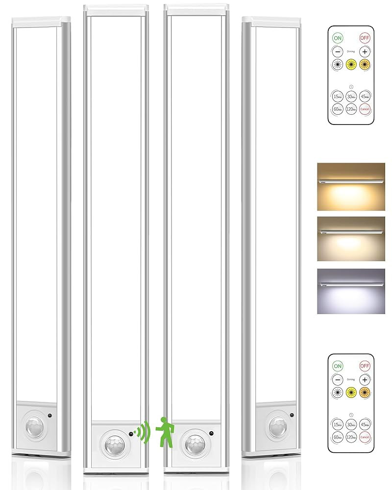 4-Pack Under Cabinet Lighting Wireless,LED Rechargeable Motion Sensor Light Indoor Battery Operat... | Amazon (US)
