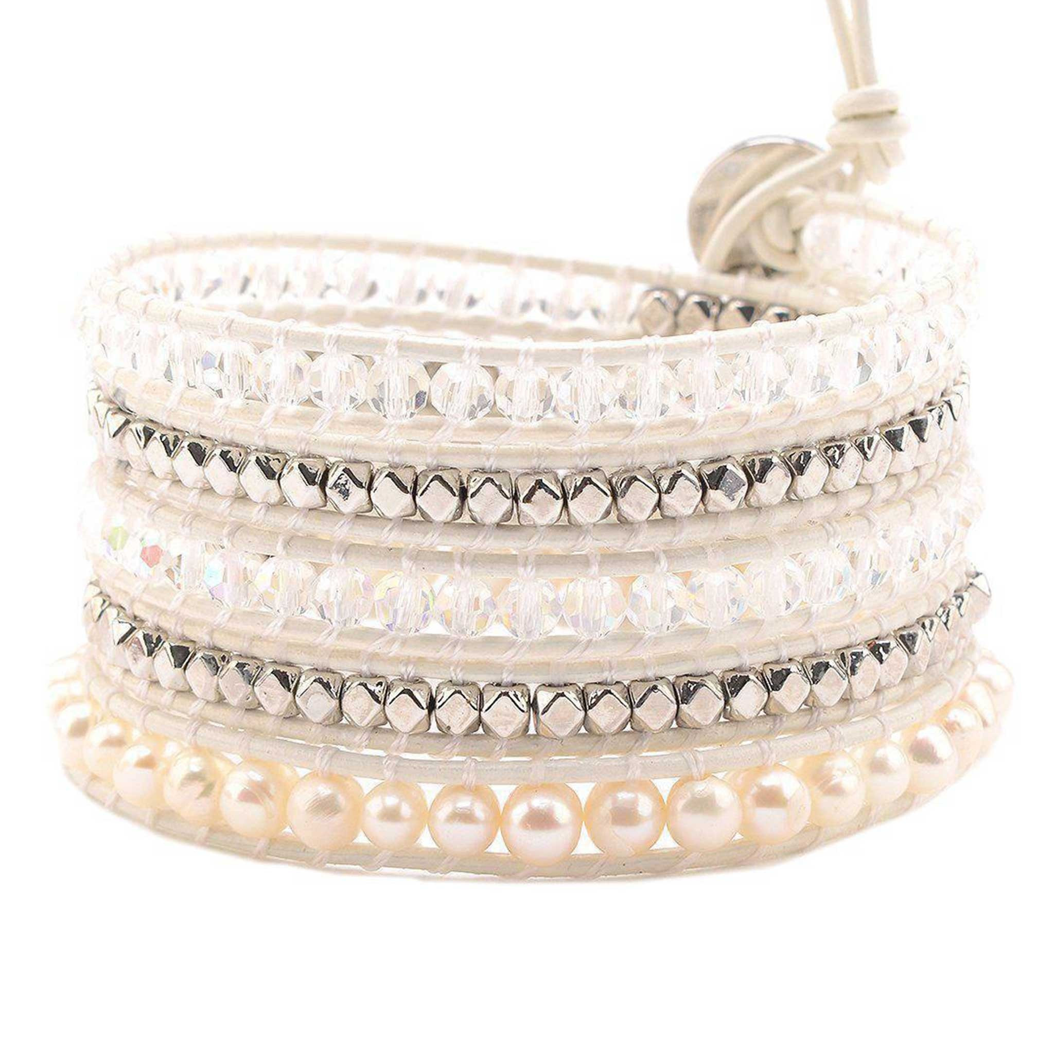 Freshwater Pearls with Crystals and Silver Accent on White | Victoria Emerson