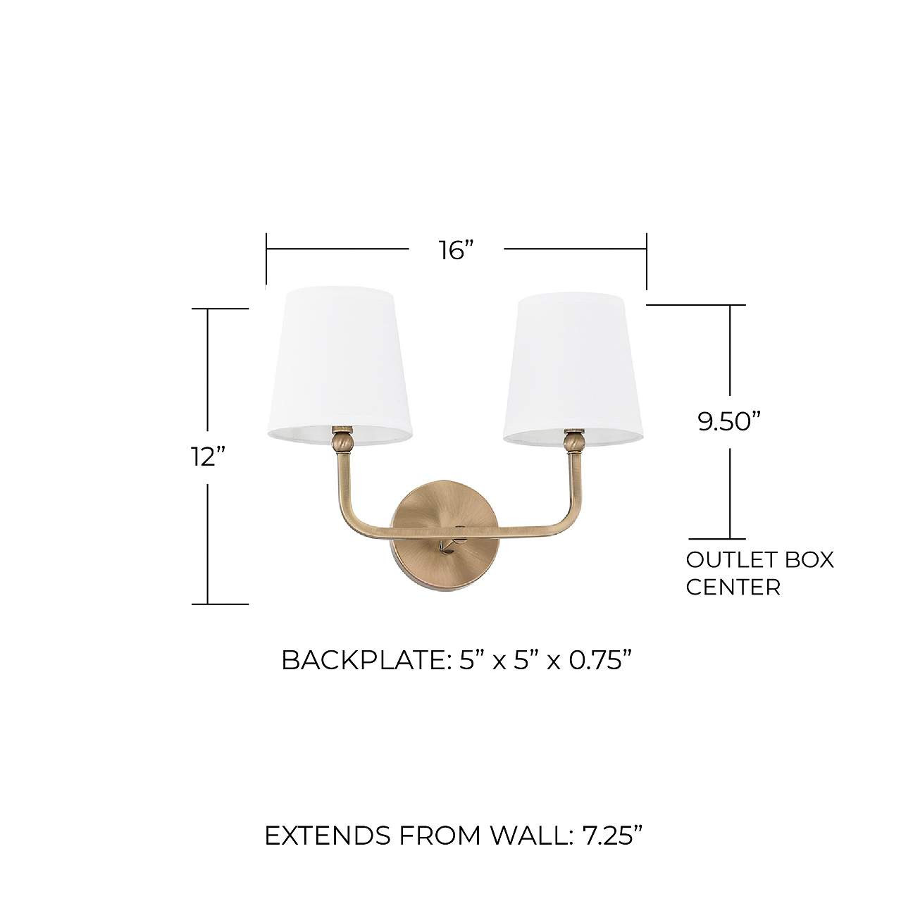 Capital Dawson 12" High Aged Brass 2-Light Wall Sconce | Lamps Plus