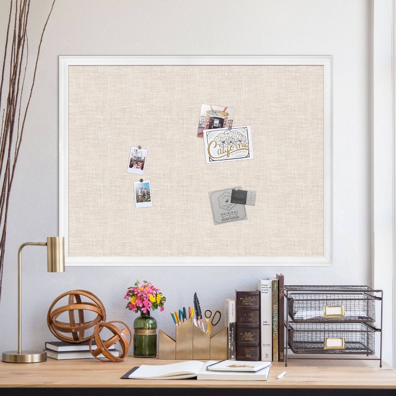 U Brands 40"x30" Linen Bulletin Board White Decor Frame | Target