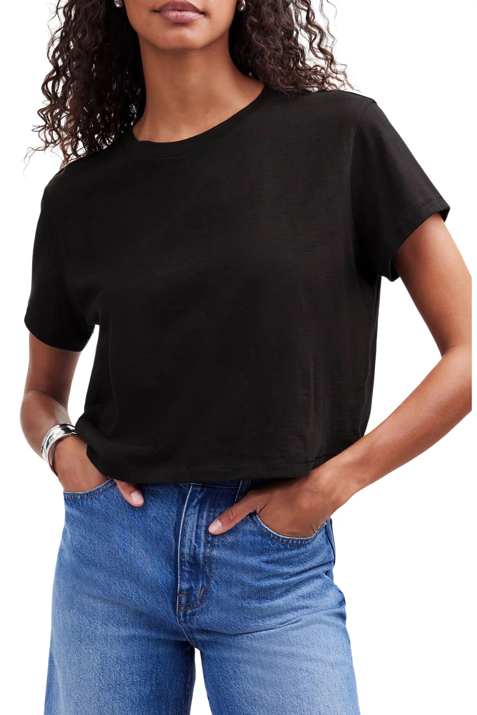 Boxy Crop Cotton Slub T-Shirt (Women) | Nordstrom | Nordstrom