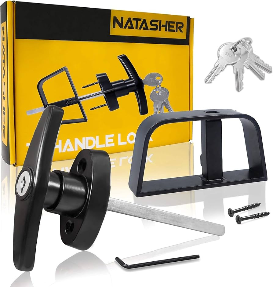 4-1/2" Shed Door Lock T-Handle Lock Kit with 4 Keys and 2 Screws, Black Shed Door Lock,Shed Locks... | Amazon (US)