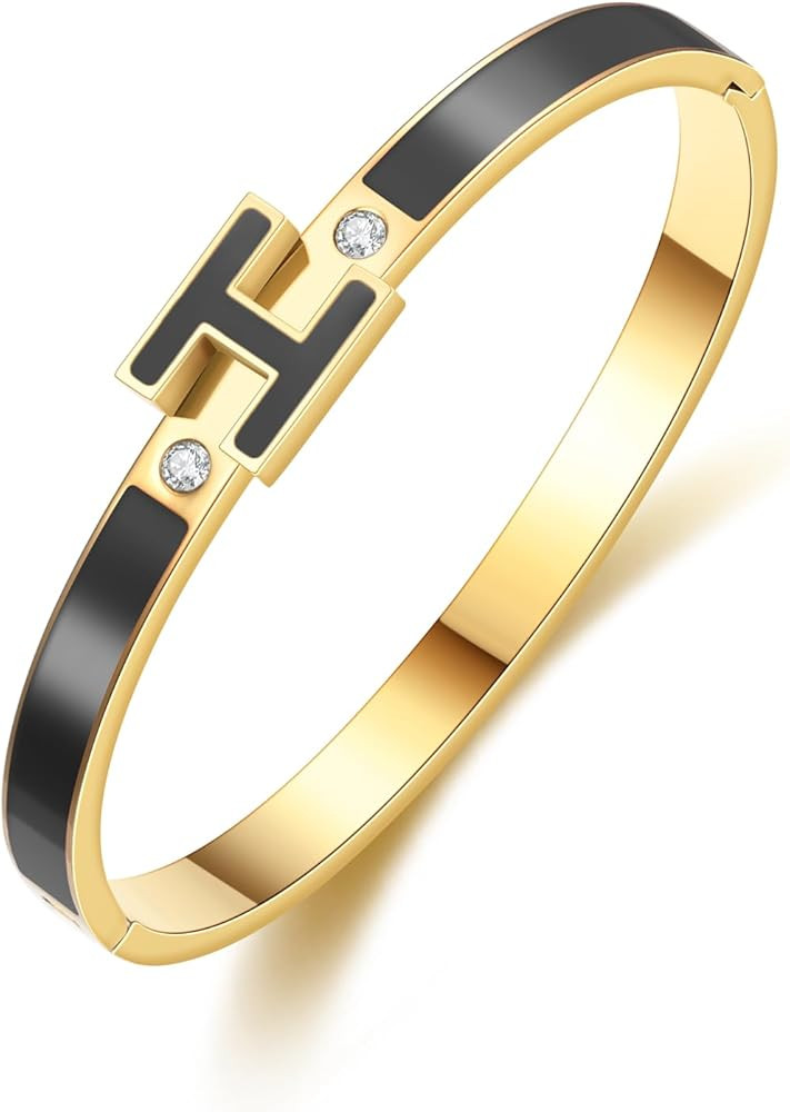 Gold Bracelets for Women,H Bracelet,Bangle Bracelets for Women,Dainty Bracelet Jewelry Easter Chr... | Amazon (US)
