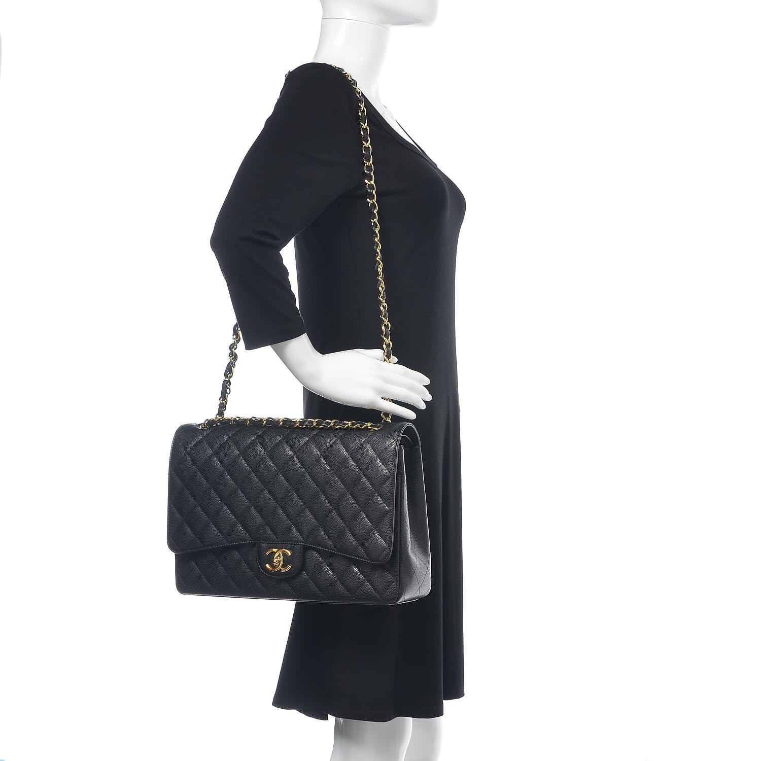 CHANEL Caviar Quilted Maxi Double Flap Black | Fashionphile