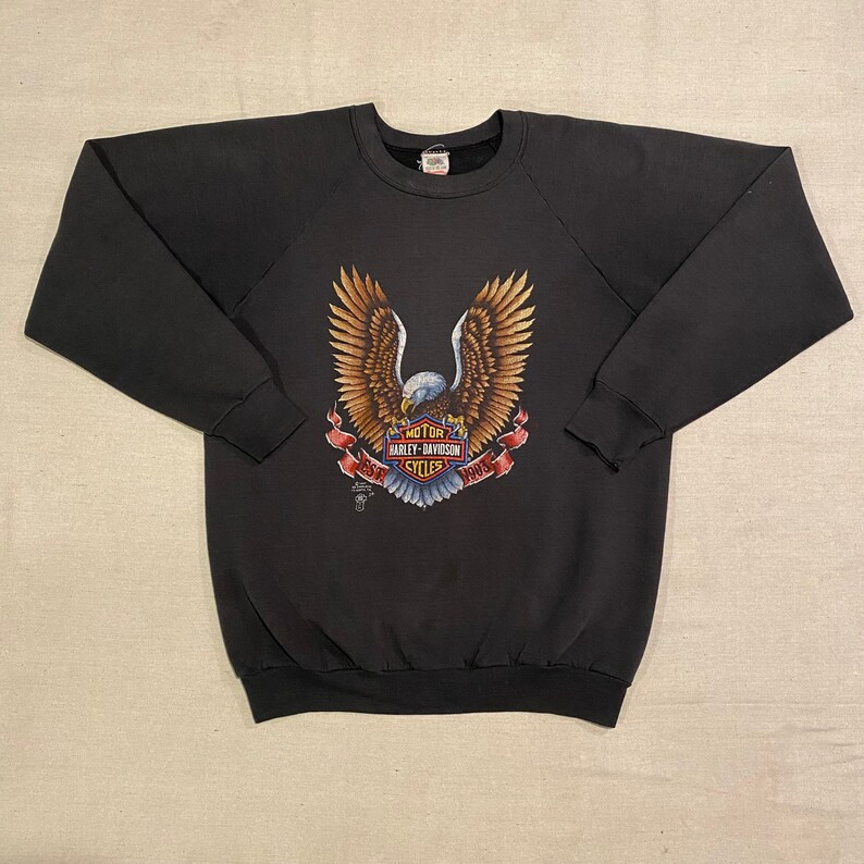 Vintage 80s Harley Davidson 3d Emblem Crewneck Sweatshirt XL | Etsy (US)